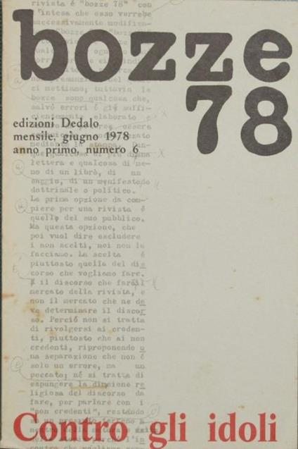 Bozze 78. Contro gli idoli - copertina