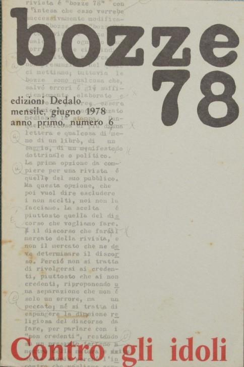 Bozze 78. Contro gli idoli - copertina