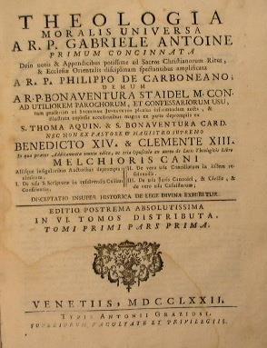 Theologia moralis universa - copertina