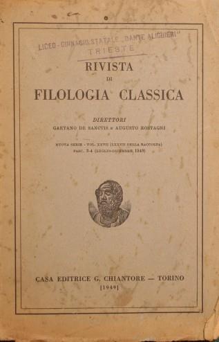 Rivista di filologia classica - copertina