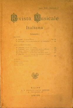 Rivista Musicale Italiana - copertina