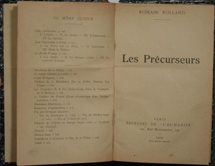 Les Précurseurs - Romain Rolland - copertina