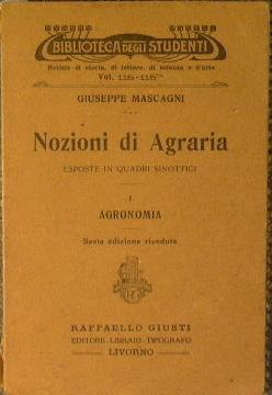 Nozioni di agraria esposte in quadri sinottici. Agronomia - Giulia Mascagni - copertina