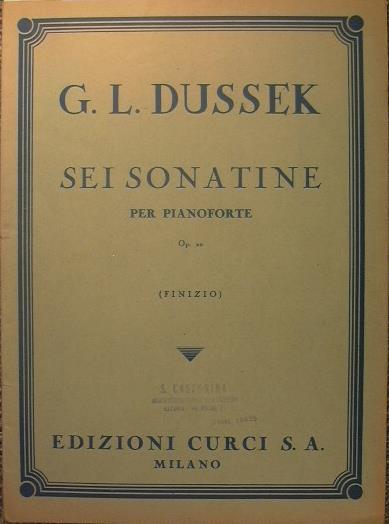 Sei sonatine. Op. 20 - G. L. Dussek - copertina