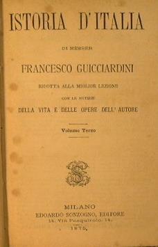 Istoria D'Italia - Francesco Guicciardini - copertina