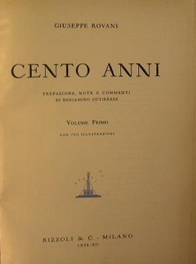 Cento Anni - Giuseppe Rovani - copertina