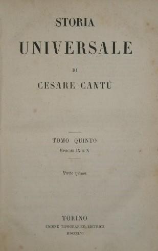 Storia Universale di Cesare Cantù. Vol. V. Vol. V: Epoche IX e X - Cesare Cantù - copertina