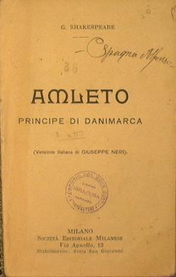 Amleto. Principe di danimarca - William Shakespeare - copertina