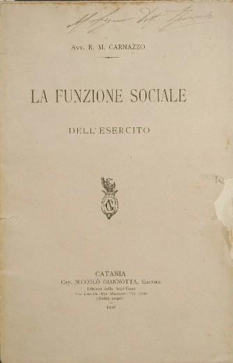 La funzione sociale dell'esercito - R. M. Carnazzo - copertina