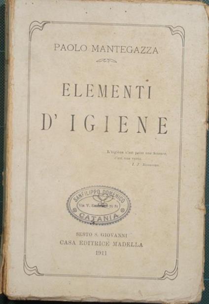 Elementi d'igiene - Paolo Mantegazza - copertina