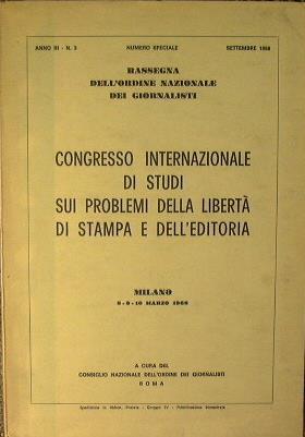 Congresso internazionale di studi sui problemi della libertà di stampa e dell'editoria - copertina