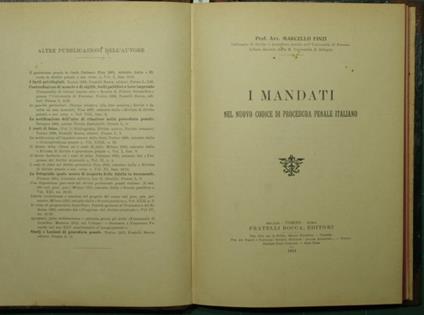 I mandati. Nel nuovo codice di procedura penale italiano - Marcello Finzi - copertina