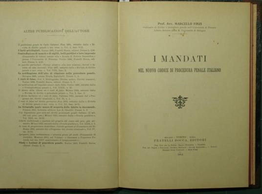 I mandati. Nel nuovo codice di procedura penale italiano - Marcello Finzi - copertina