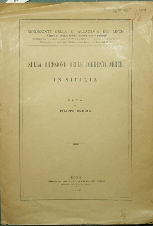 Sulla direzione delle correnti aeree - Filippo Eredia - copertina