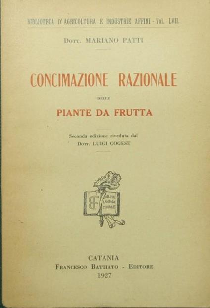 Concimazione razionale delle piante da frutta - Mariano Patti - copertina