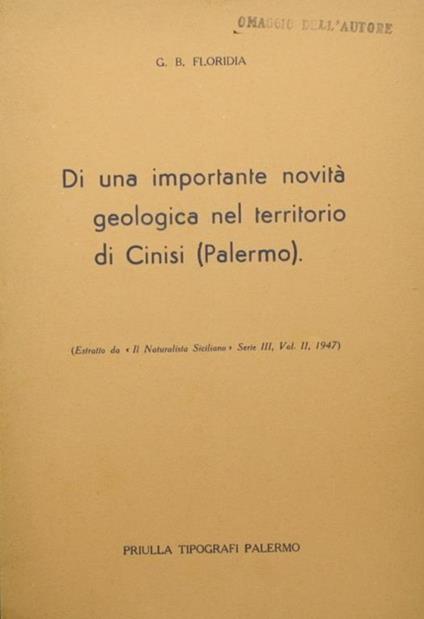 Di una importante novità geologica nel territorio d Cinisi (Palermo) - G.B. Floridia - copertina