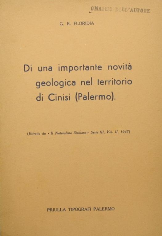 Di una importante novità geologica nel territorio d Cinisi (Palermo) - G.B. Floridia - copertina