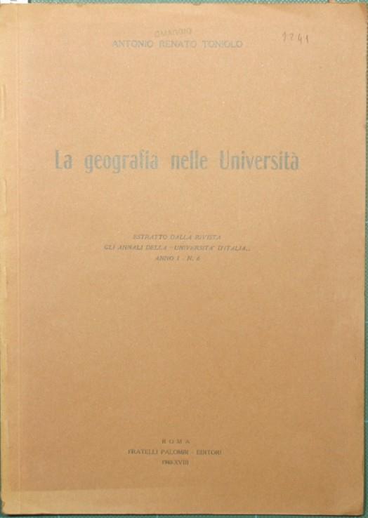 La geografia nelle Università - Antonio Renato Toniolo - copertina