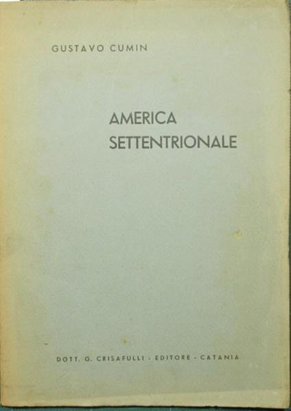 America settentrionale - Gustavo Cumin - copertina