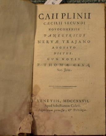 Caii Plinii Caecilii Secundi novocomensis panegyricus nervae Trajano Augusto dictus - Plinio il Giovane - copertina