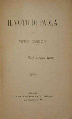 Il voto di Paola. Sunt lacrymae rerum - Piero Carboni - copertina