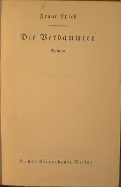 Die Verdammten - Frank Thiess - copertina