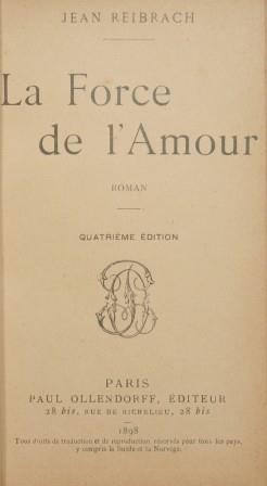La force de l'amour - Jean Reibrach - copertina