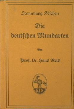 Die deutsche Mundarten. Sammlung Göschen - Hans Reis - copertina