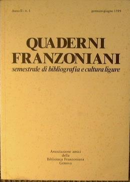 Quaderni Franzoniani. Semestrale di bibliografia e cultura ligure N°3 - Claudio Paolocci - copertina