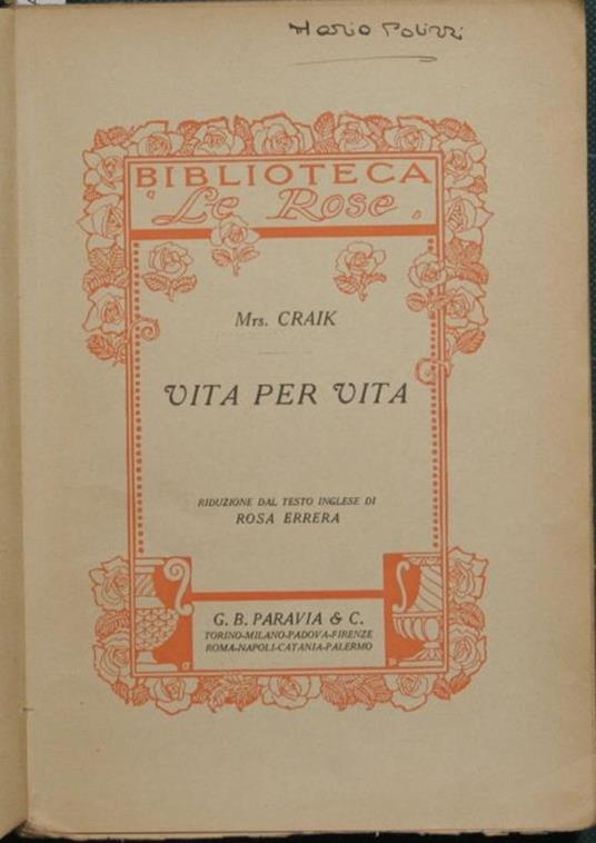 Vita per vita - Craik Mrs - copertina