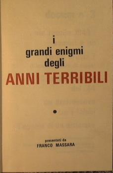 I grandi enigmi degli anni terribili - Franco Massara - copertina