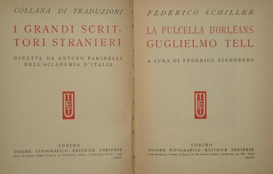 La pulcella d'Orleans. Guglielmo Tell - Friedrich Schiller - copertina