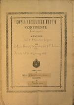 Copia Autentica d'Atto continente Transazione a favore del Sig.Gaetano Ragusa con la Signora Maria G. De Franchis, Cav. F. P. Palermo e altri. In data di 10 Gennaio 1833