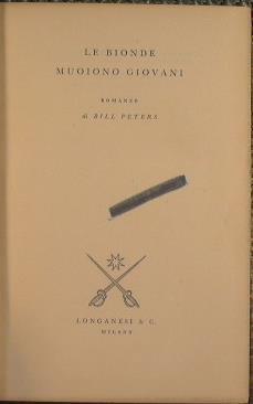 Le bionde muoiono giovani - Bill Peters - copertina