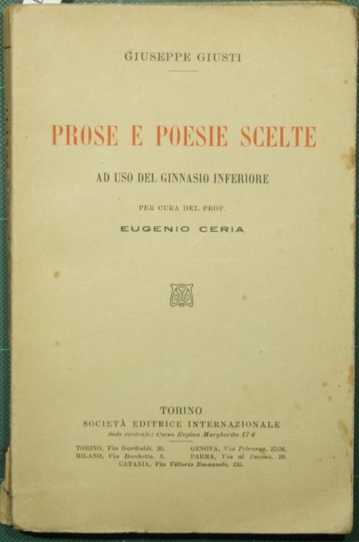 Poesie e prose scelte - Giuseppe Giusti - copertina