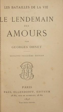 Le lendemain des amours - Georges Ohnet - copertina