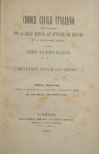 Trattato delle locazioni - Emidio Pacifici Mazzoni - copertina