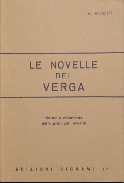 Le novelle del Verga - A. Menetti - copertina