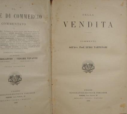 Della vendita - Luigi Tartufari - copertina