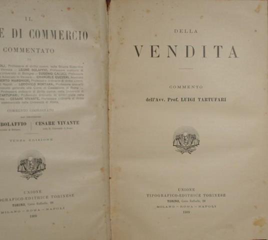 Della vendita - Luigi Tartufari - copertina
