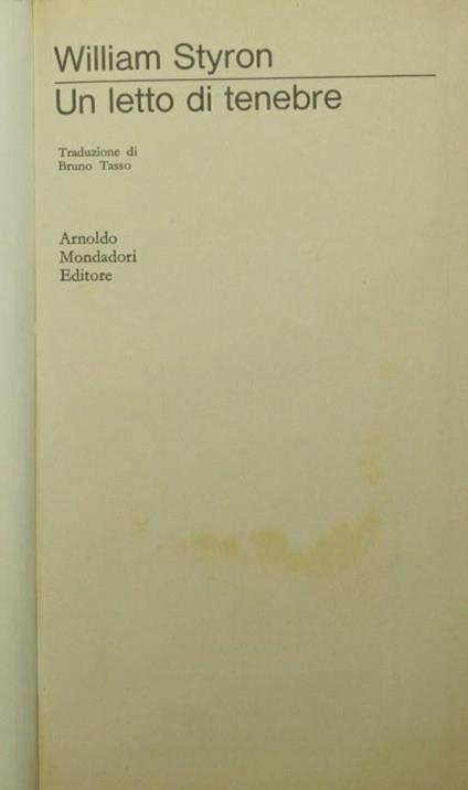 Un letto di tenebre - William Styron - copertina