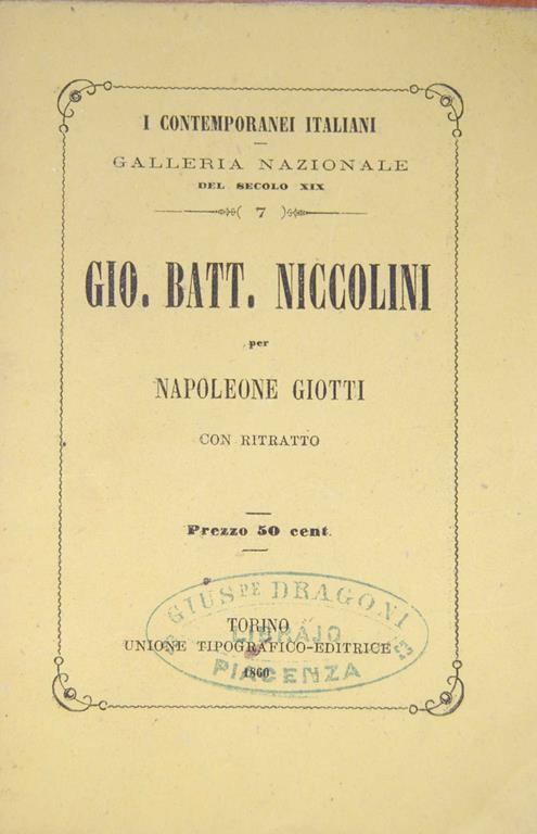 Gio. Battista niccolini - Napoleone Giotti - copertina
