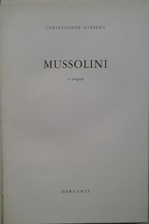 Mussolini - Christopher Hibbert - copertina