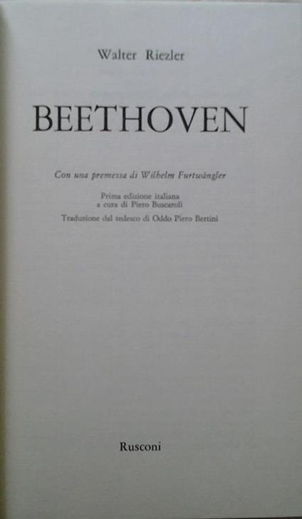 Beethoven - Walter Riezler - copertina