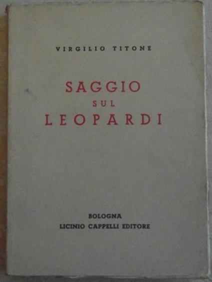 Saggio sul leopardi - Virgilio Titone - copertina