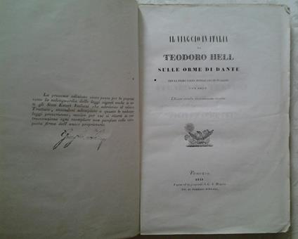Il viaggio in italia. Sulle orme di dante. per la prima volta pubblicato in italiano con note - Theodor Hell - copertina