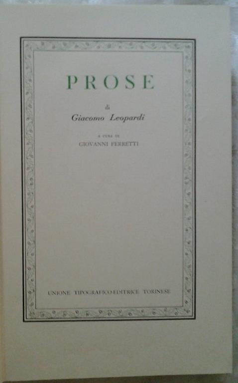 Prose - Giacomo Leopardi - copertina