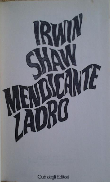 Mendicante ladro - Irwin Shaw - copertina