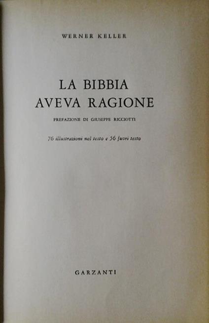 La Bibbia aveva ragione - Werner Keller - copertina
