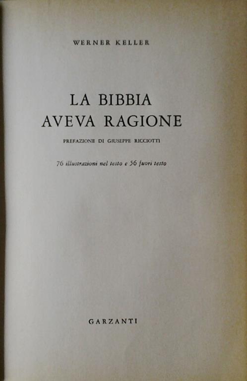 La Bibbia aveva ragione - Werner Keller - copertina